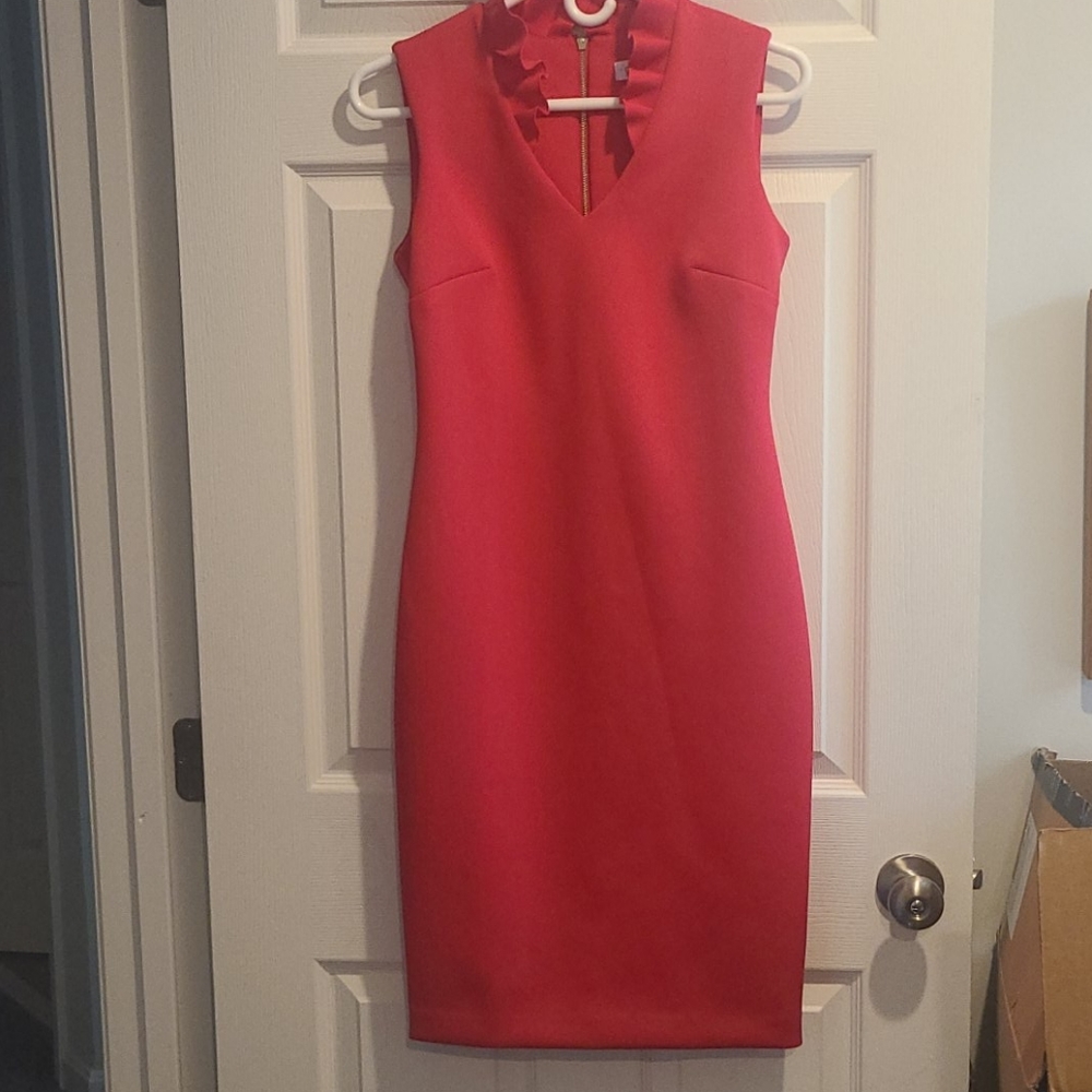 Calvin Klein Sleeveless Red Sheath Dress